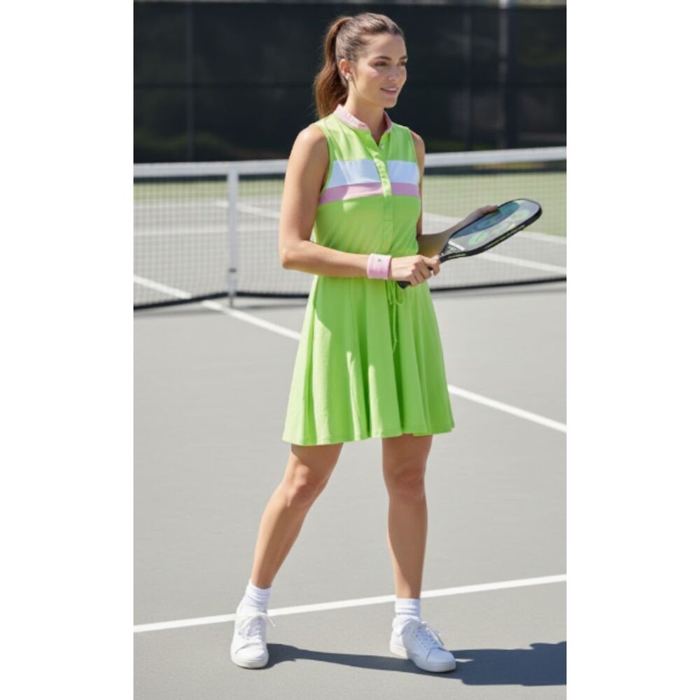Kilo Tango Tennis Swing Dress Pink Green‎ Athletic Preppy Size Medium